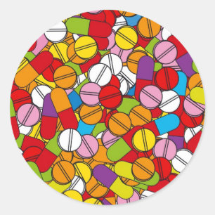 Sticker Rond Beaucoup de pilules