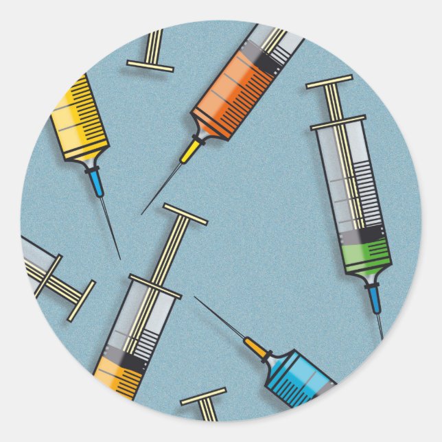 Sticker Rond Beaucoup de seringues (Devant)