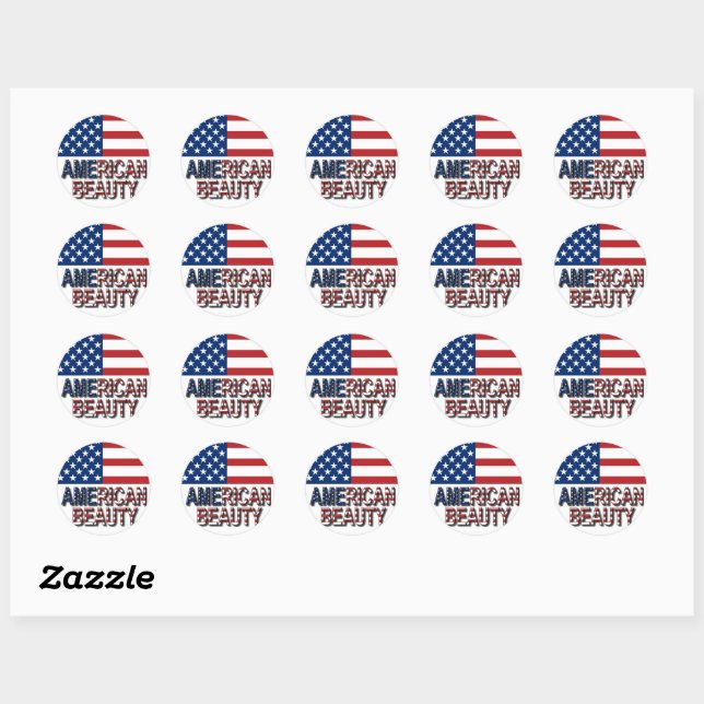 Sticker Rond Beauté américaine (Feuille)