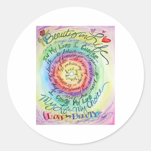 Sticker Rond Beauté dans la vie arrondie arc-en-ciel (Devant)