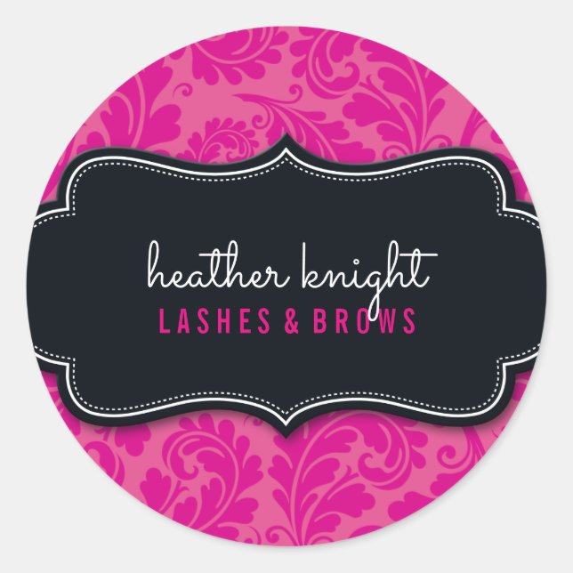 Sticker Rond BEAUTÉ élégant classe floraison noir magenta rose  (Devant)