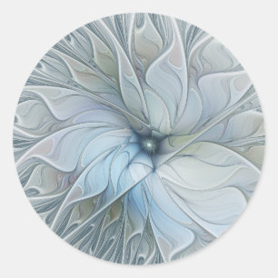 Sticker Rond Beauté Élégante Fleur d'Art Abstrait Moderne Fract