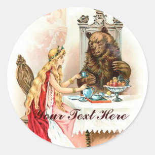 Sticker Rond Beauté En Rose Et La Bête