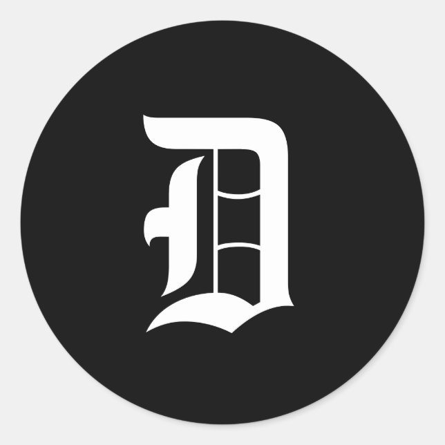 Sticker Rond Beauté en Simplicité, Monogramme noir et blanc (Devant)