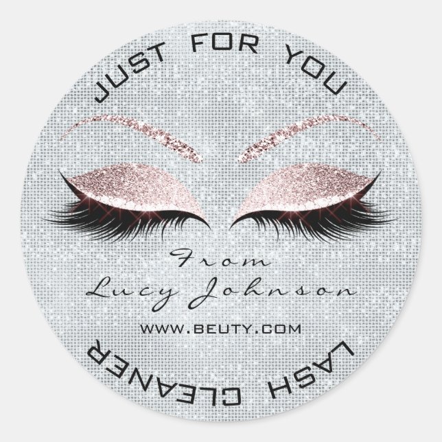 Sticker Rond Beauté Gris Parties scintillant rose Pastel Lashes (Devant)