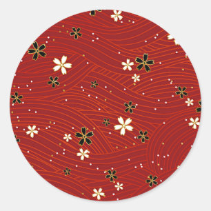 Sticker Rond Beauté rouge, décoration florale,
