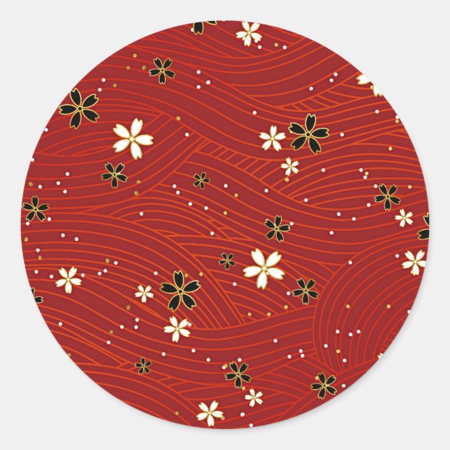 Sticker Rond Beauté rouge, décoration florale, (Devant)