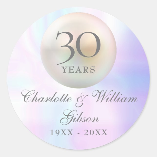 Sticker Rond Beautiful Pearl 30th Anniversary (Devant)