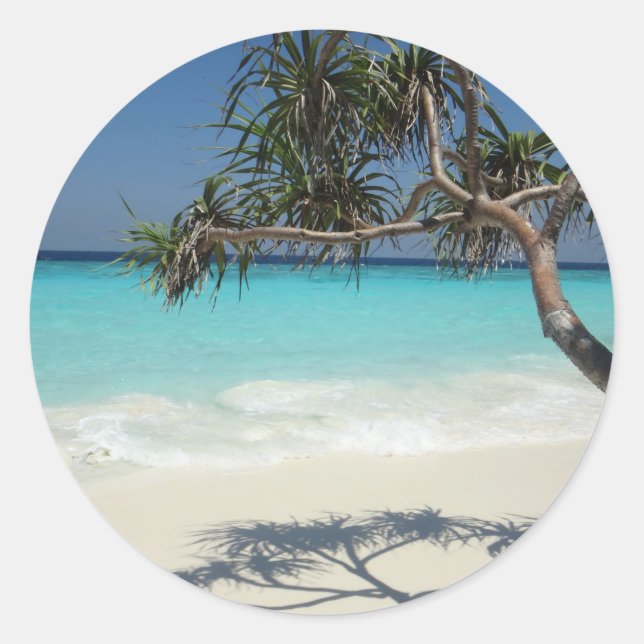 Sticker Rond Beautiful Tropical Beach (Devant)