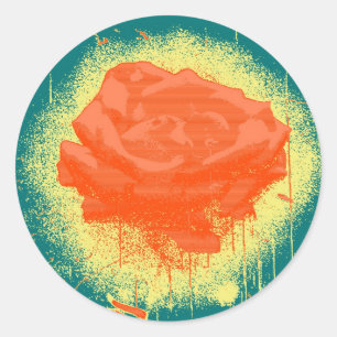 Sticker Rond Beaux-arts vintages de rose rouge