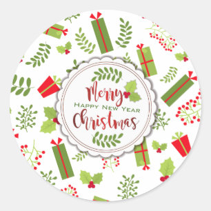 Sticker Rond Beaux cadeaux de Noël