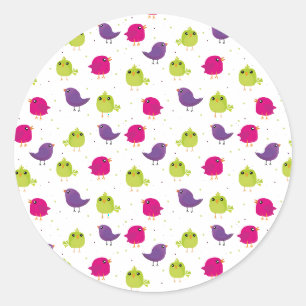 Sticker Rond Beaux oiseaux colorés