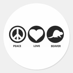 Sticker Rond Beaver Peace Love