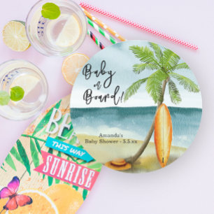 Sticker Rond Bébé à bord du Baby shower