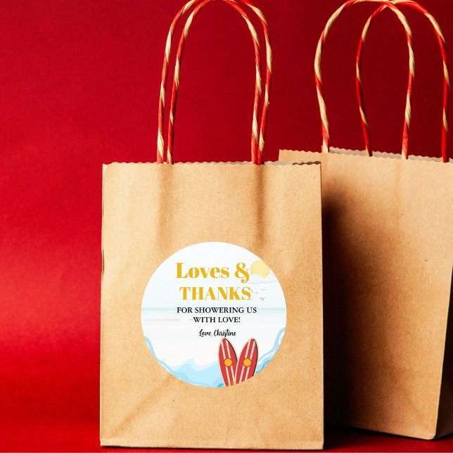 Sticker Rond Bébé à bord du baby shower de plage merci (Créateur téléchargé)