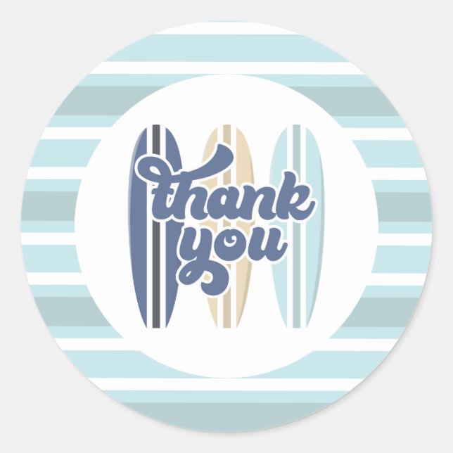 Sticker Rond Bébé à bord Surfboard Baby shower Merci (Devant)