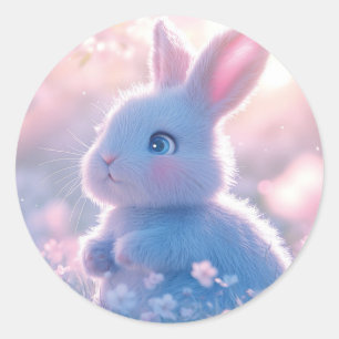 Sticker Rond Bébé adorable dans un champ de fleurs