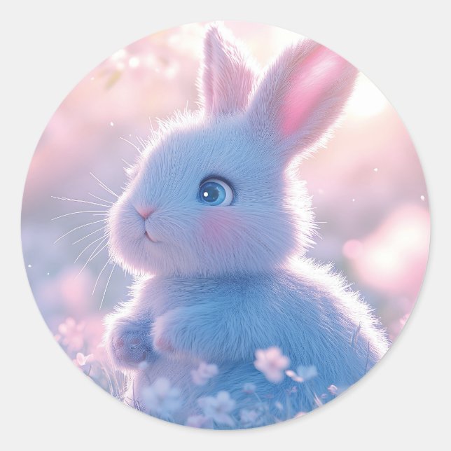 Sticker Rond Bébé adorable dans un champ de fleurs (Devant)