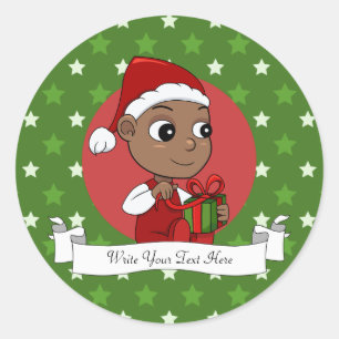 Sticker Rond Bébé afro-américain mignon avec chapeau de Père No