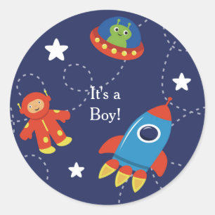 Sticker Rond Bébé Alien de l'espace extra-atmosphérique bleu St