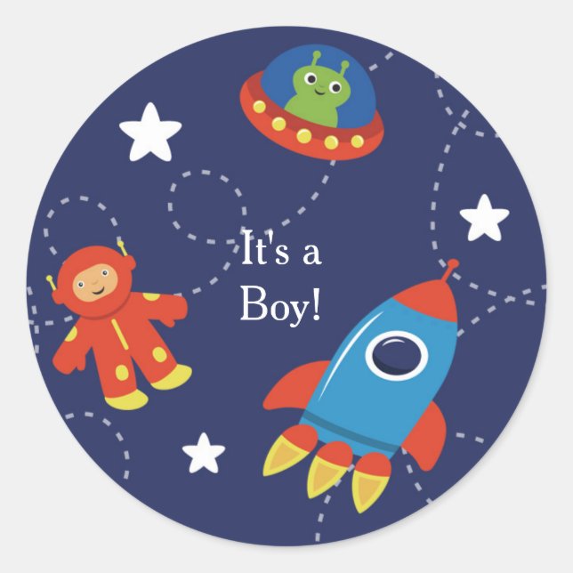 Sticker Rond Bébé Alien de l'espace extra-atmosphérique bleu St (Devant)