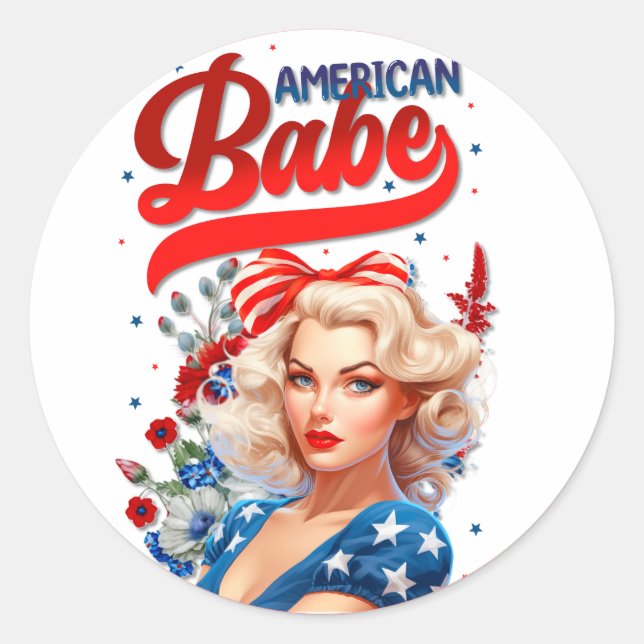 Sticker Rond Bébé américain rétro Pinup_ (Devant)