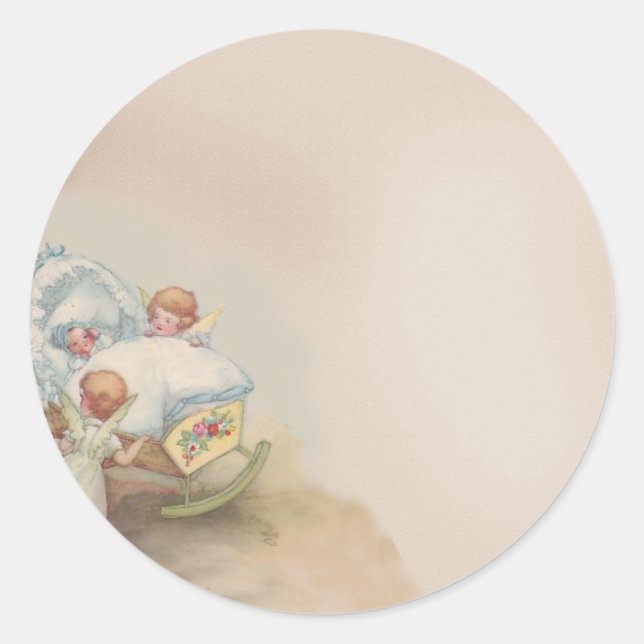 Sticker Rond Bébé Anges (Devant)