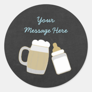 Sticker Rond Bébé bleu brasse le Baby shower