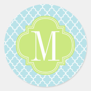 Sticker Rond Bébé Bleu Carrelage marocain Lattice Personnalisé