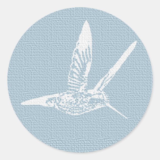 Sticker Rond Bébé Bleu et Blanc Élégant Colibri (Devant)