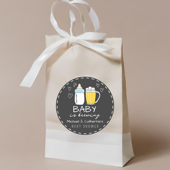 Sticker Rond Bébé Brûle Bouteille Bière Baby shower en verre (Créateur téléchargé)