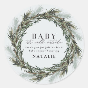 Sticker Rond Bébé c'est baby shower extérieur froid vous