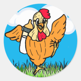 Sticker Rond Bébé chatouilleur de coq adorable