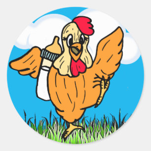 Sticker Rond Bébé chatouilleur de coq adorable