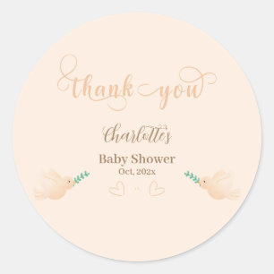 Sticker Rond Bébé Colombe Mignon Baby Shower