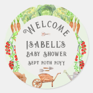 Sticker Rond Bébé cultivé localement, Baby Shower Marché de fer