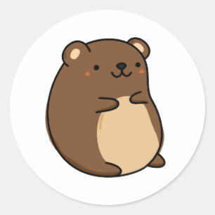 Sticker Rond Bébé Cute Kawaii Ours Brown