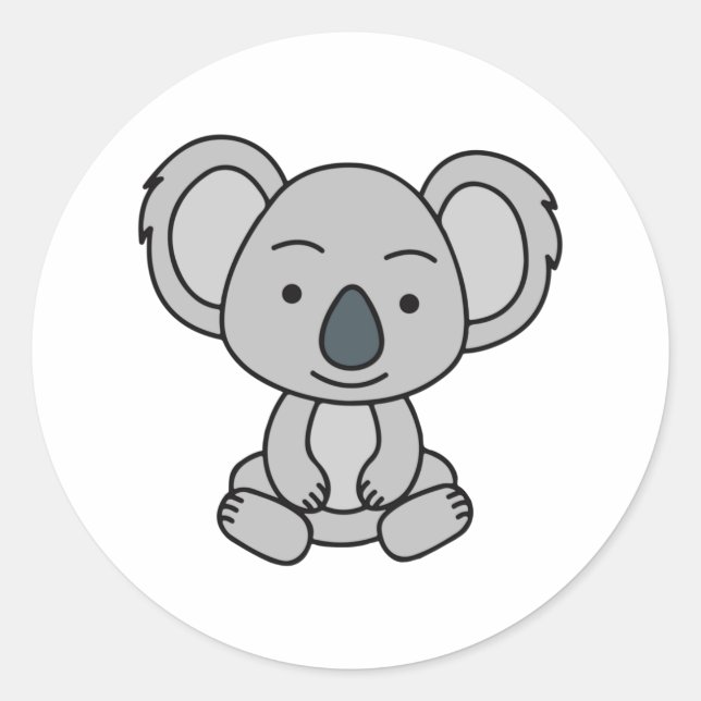 Sticker Rond Bébé Cute Koala Avec Le Sourire Assis (Devant)