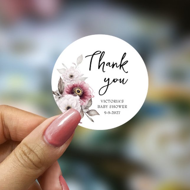 Sticker Rond Bébé dans le Baby shower en fleur (Créateur téléchargé)