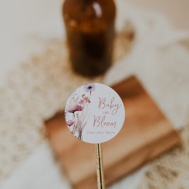 Sticker Rond Bébé dans le Baby shower en fleur