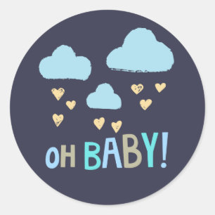 Sticker Rond Bébé de bébé de bleu marine oh