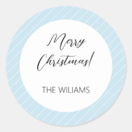 Sticker Rond Bébé de Noël Bleu Simple moderne géométrique