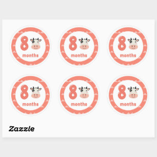 Sticker Rond Bébé de vache mignonne mensuelle jalon