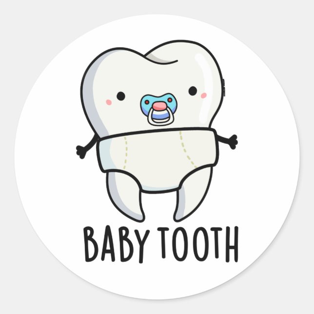 Sticker Rond Bébé Dent Drôle Dents Jeu de dents (Devant)