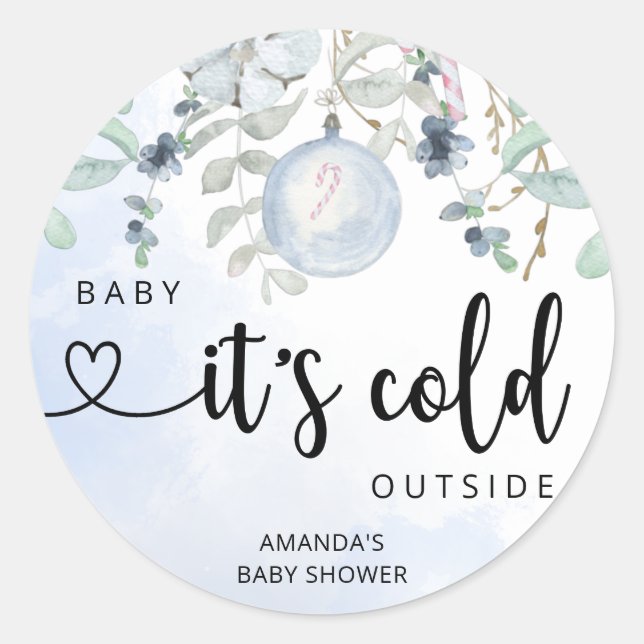 Sticker Rond Bébé d'hiver il fait froid dehors (Devant)