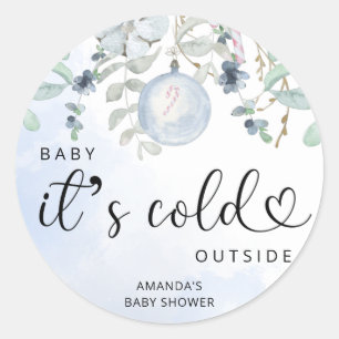 Sticker Rond Bébé d'hiver il fait froid dehors