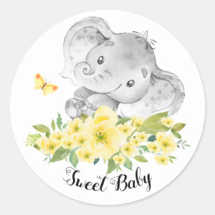 Sticker Rond Bébé doux éléphant doux chéri chatouille Faveur mi