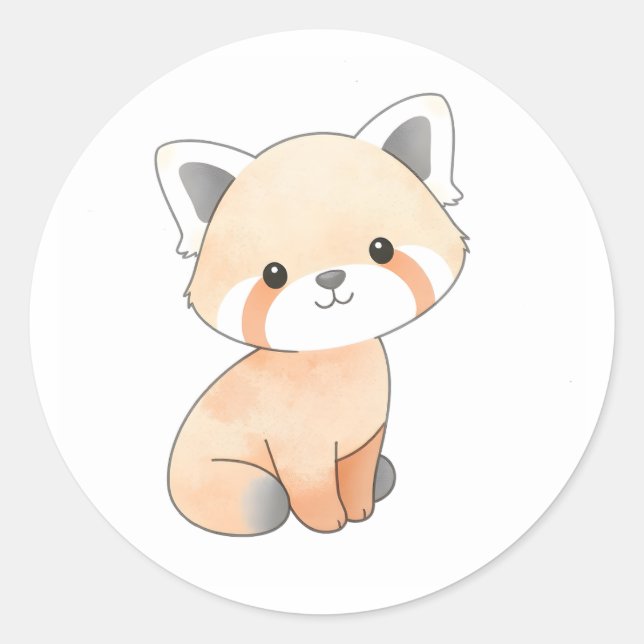 Sticker Rond Bébé doux Panda rouge Aquarelle d'impression Stick (Devant)