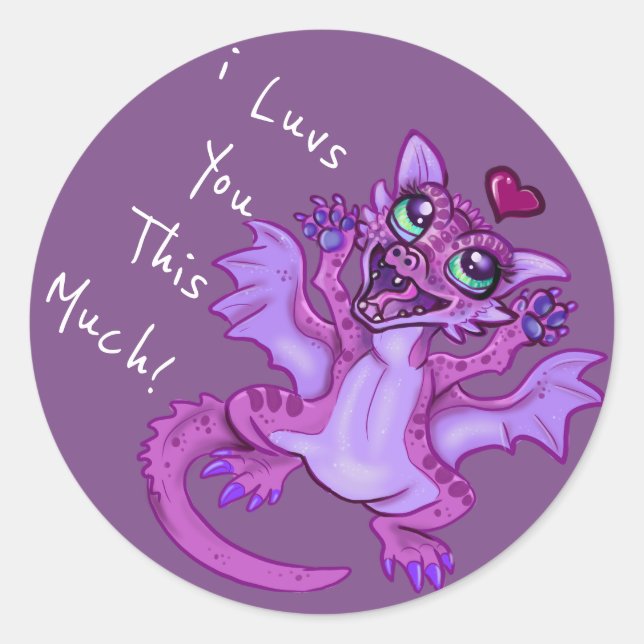Sticker Rond Bébé Dragon Love (Devant)