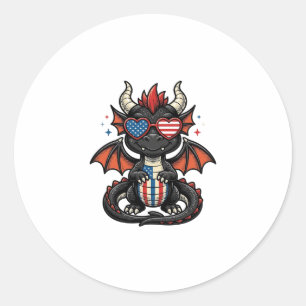 Sticker Rond Bébé dragon patriotique vintage vecteur conception